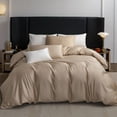 thumbnail image 4 of MooMee Duvet Cover Set King 600-TC 100% Extra Long-Staple Cotton Sateen Silky Smooth Luxury (Taupe), 4 of 6