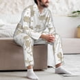 thumbnail image 7 of Lsque Vintage Stylized White Color Pattern Long Sleeve Pajama Set for Men - Soft 2-Piece Sleepwear and Loungewear Set with Pockets, Comfy Nightwear-X-Large, 7 of 7