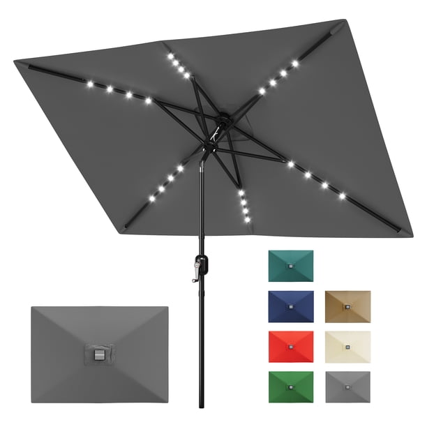 Garvee sombrilla rectangular para patio de 10 x 6.5 pies, con manivela y botón de inclinación, 6 varillas resistentes, ideal para mesa de jardín, terraza y césped