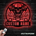 thumbnail image 2 of Craftnamesign Custom Skull Garage Metal Wall Art LED Light, Personalized Workshop Name Sign, 2 of 5