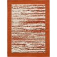 thumbnail image 2 of Unique Loom Moderne Collection Sculptée Frontière Transitionnel Tapis d'Intérieur et d'Extérieur, 9 x 12 Pieds, Terre Cuite/beige, 2 of 5