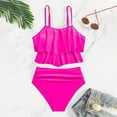thumbnail image 5 of YDFCWXW Girls Swimsuit 2 Piece Bikini Set Tiered Ruffled Bathing Suit Adjustable Straps Girls' Swimwear (Hot Pink, 15-16 Years), 5 of 5