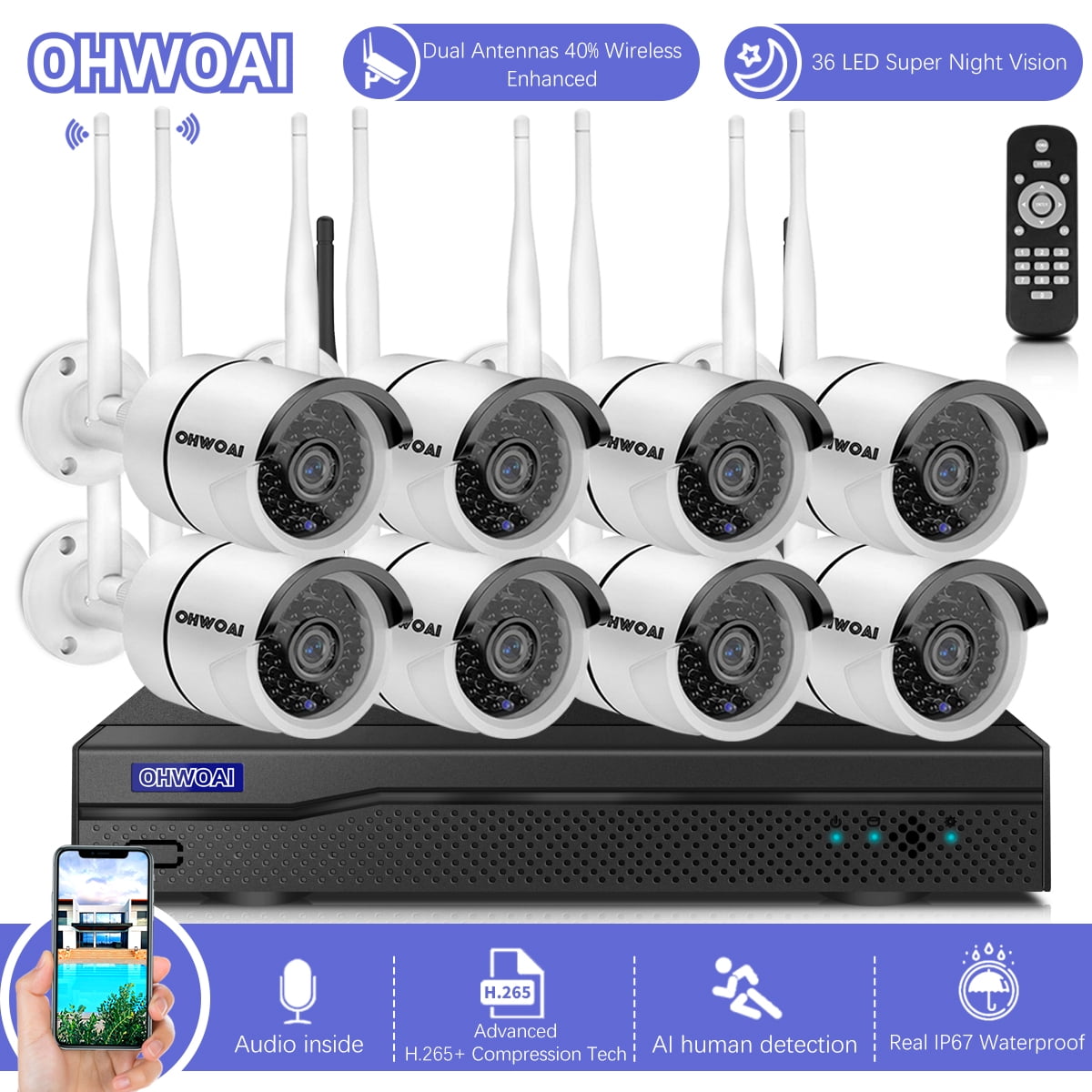 Sistema de Cámara de Seguridad Inalámbrica OHWOAI Puerto Rico Ubuy