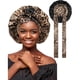 thumbnail image 1 of wonima11 Satin Bonnet Silk Hair Wrap for Sleeping - Reversible Night Cap with Tie Band (Leopard + Black), 1 of 1
