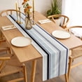 thumbnail image 3 of Aqua Stripe Table Runner - 60 Inch Long, Kitchen Dining Table Runner Dresser Scarves, Modern Abstract Art Black Striped Rustic Farmhouse Decor for Coffee Tables Wedding Party Banquet, 3 of 8