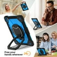 thumbnail image 4 of ELEHOLD Heavy Duty Case for iPad Pro 11-inch (M5) 2025/(M4) 2024 , 3-Layer Rugged 360 Rotating Kickstand Handle Grip Detachable Shoulder Strap Kids Friendly Shockproof Case, Black+Blue, 4 of 8