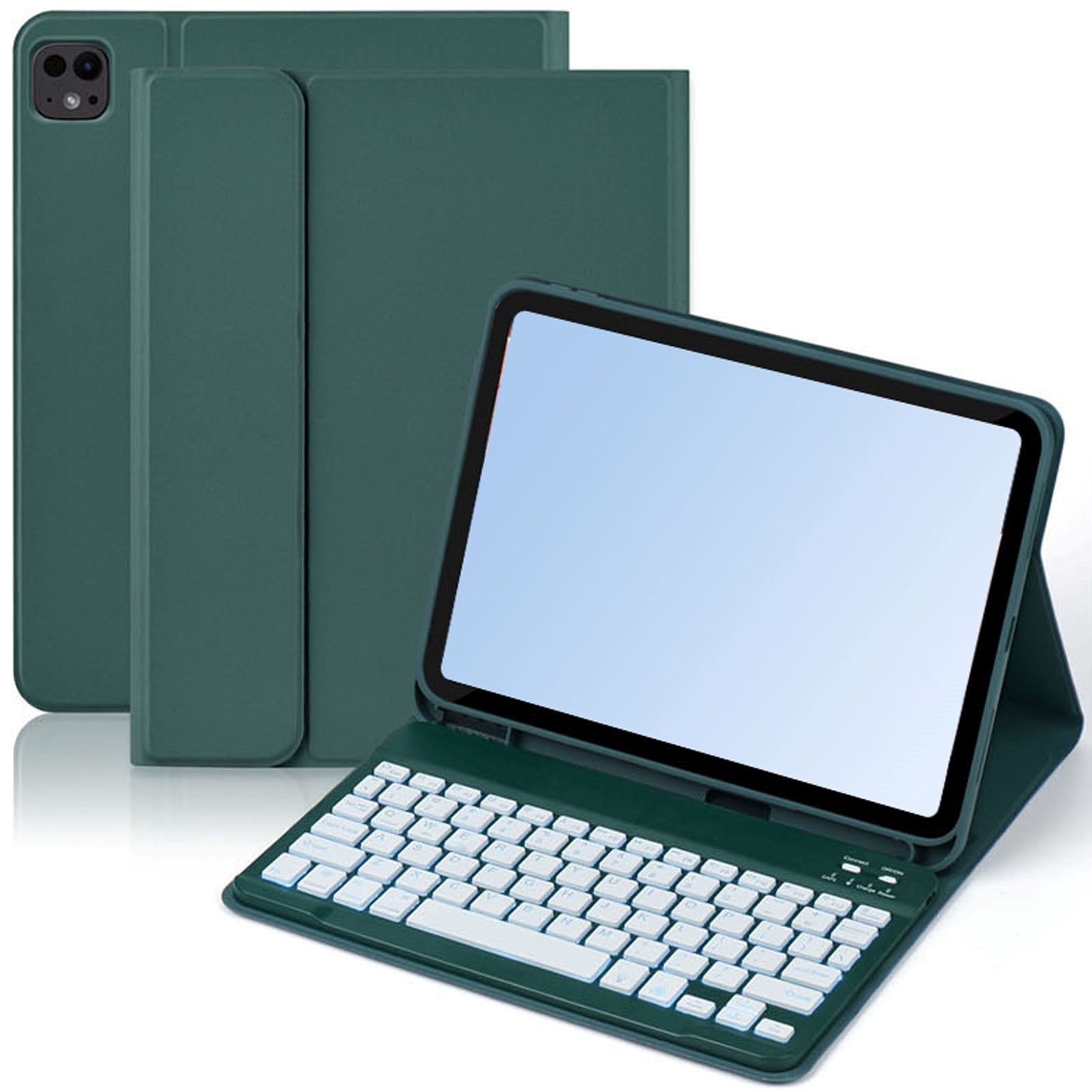 Tablet Case for Pro 11 M4 2024 Case, Case Keyboard Cover with 7 Colors Backlit Magnetic Detachable Keyboard, Tablet Protective Case