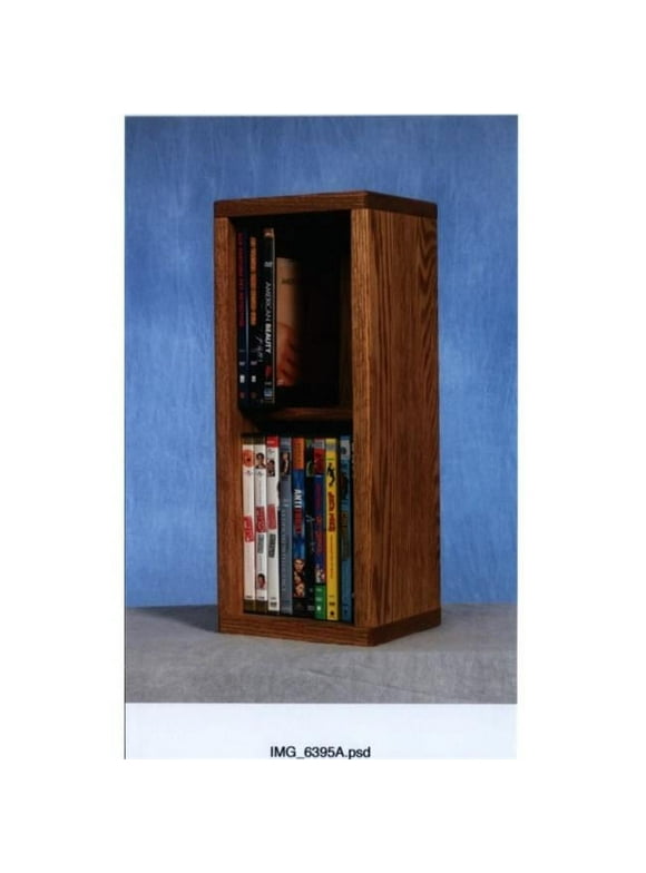 Wood Shed  Solid Oak 2 Row Dowel DVD Cabinet Tower - Honey Oak