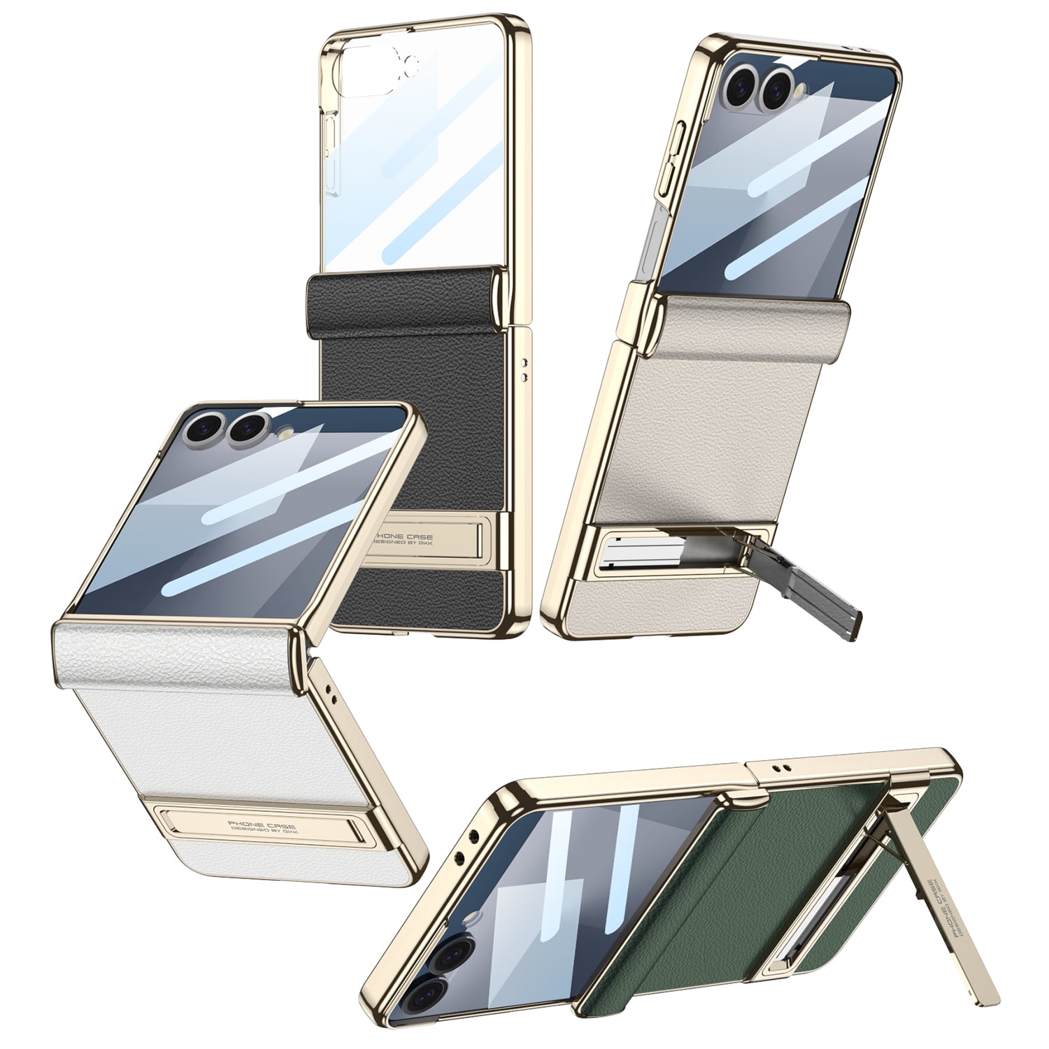 Decase Magnet Hinge Protection Case for Samsung Galaxy Z Flip 7 Phone Case with Stand & Screen Protector,for Galaxy Z Flip 7 Rugged Case,Ultra Thin Leather Skin Phone Cover for Z Flip 7,Darkgreen