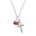 thumbnail image 2 of Delight Jewelry Silvertone Red Purse Be Strong and Courageous Engraved Cross Zoey Necklace, 28", 2 of 4