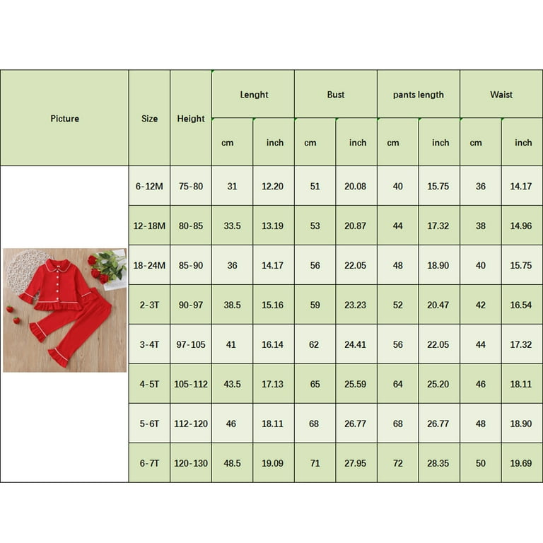 Qiylii Baby Kids Girl Pajamas Set, 12 18 24 Months 2T 3T 4T 5T