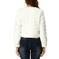 thumbnail image 3 of INSPIRE CHIC Women's Long Sleeve Solid Color Collarless Shaggy Soft Faux Fur Coat M White, 3 of 8