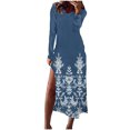 thumbnail image 2 of Lindreshi Dresses for Women 2024 Casual Fall Women's Short Sleeved V-Neck Fashion Print High Waist Mid-Calf V-Neck Dress, 2 of 6