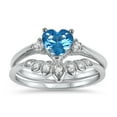 thumbnail image 2 of His Hers Sterling Silver CZ Heart Bridal Wedding Band Engagement Ring Set Him Her March Birthstone (8/12), 2 of 7