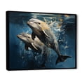 thumbnail image 2 of Designart "Graceful Dance Blue Dolphins I" Animals Framed Wall Art - Modern Farmhouse Blue Dolphin Bedroom Framed Canvas Wall Art, 2 of 6