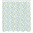 thumbnail image 3 of Calla Lily Shower Curtain, Art Pattern with Outline Zantedeschia on Pastel Colored Weathered Background, Fabric Bathroom Set with Hooks, 69W X 70L Inches, Multicolor, by Ambesonne, 3 of 3