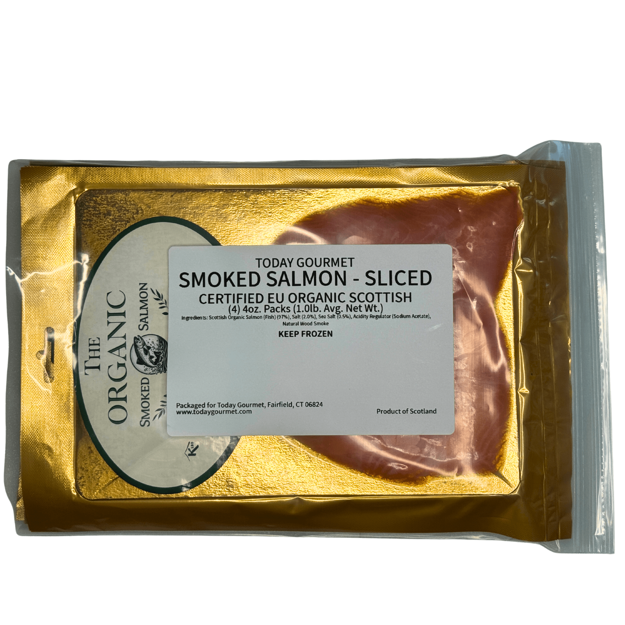 Today Gourmet Certified EU Organic Scottish Smoked Salmon – Sliced - (4) 4oz. Packs