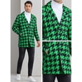 thumbnail image 5 of DARING DIVA Men's Winter Houndstooth Pattern Double Breasted Trench Coat 2XL Green, 5 of 6