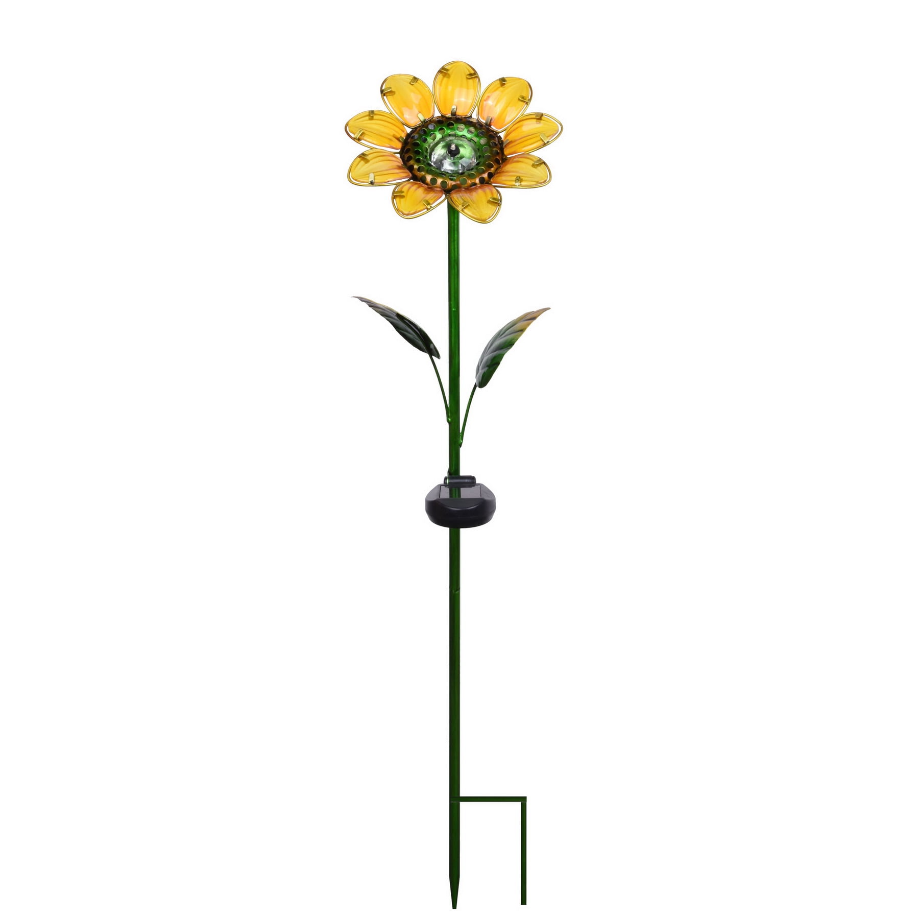 Better Homes & Gardens 30.3" Sunflower Solar Powered Glass Garden Stakes (4 Pieces)