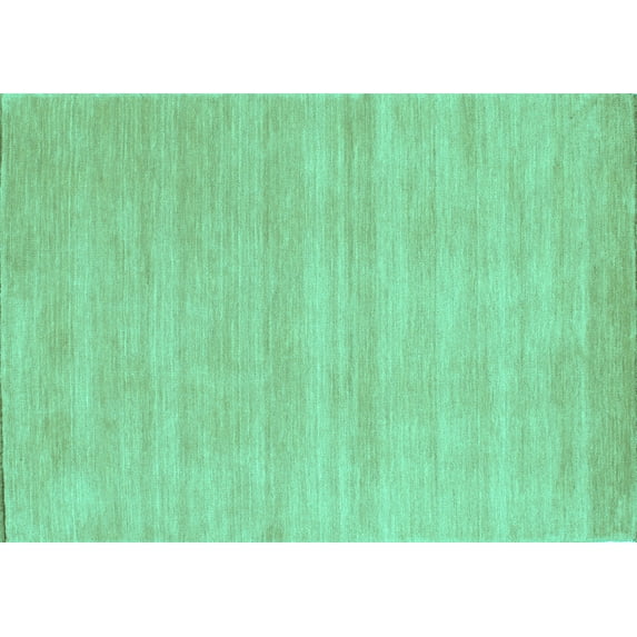 Ahgly Company Indoor Rectangle Solid Turquoise Blue Modern Area Rugs, 3' x 5'