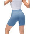 thumbnail image 4 of Seyurigaoka Women Plus Size Yoga Short Pants, Plain Ribbed Hip Lifting Bottoms, High Waist Sports Pants, Summer Workout Shorts, 4 of 6