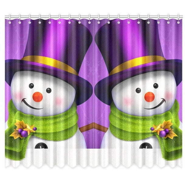 Cadecor Merry Christmas Snowman Window Curtain Window Treatments Kitchen Curtains 26x39 Inches 2 Pieces Walmart Com Walmart Com