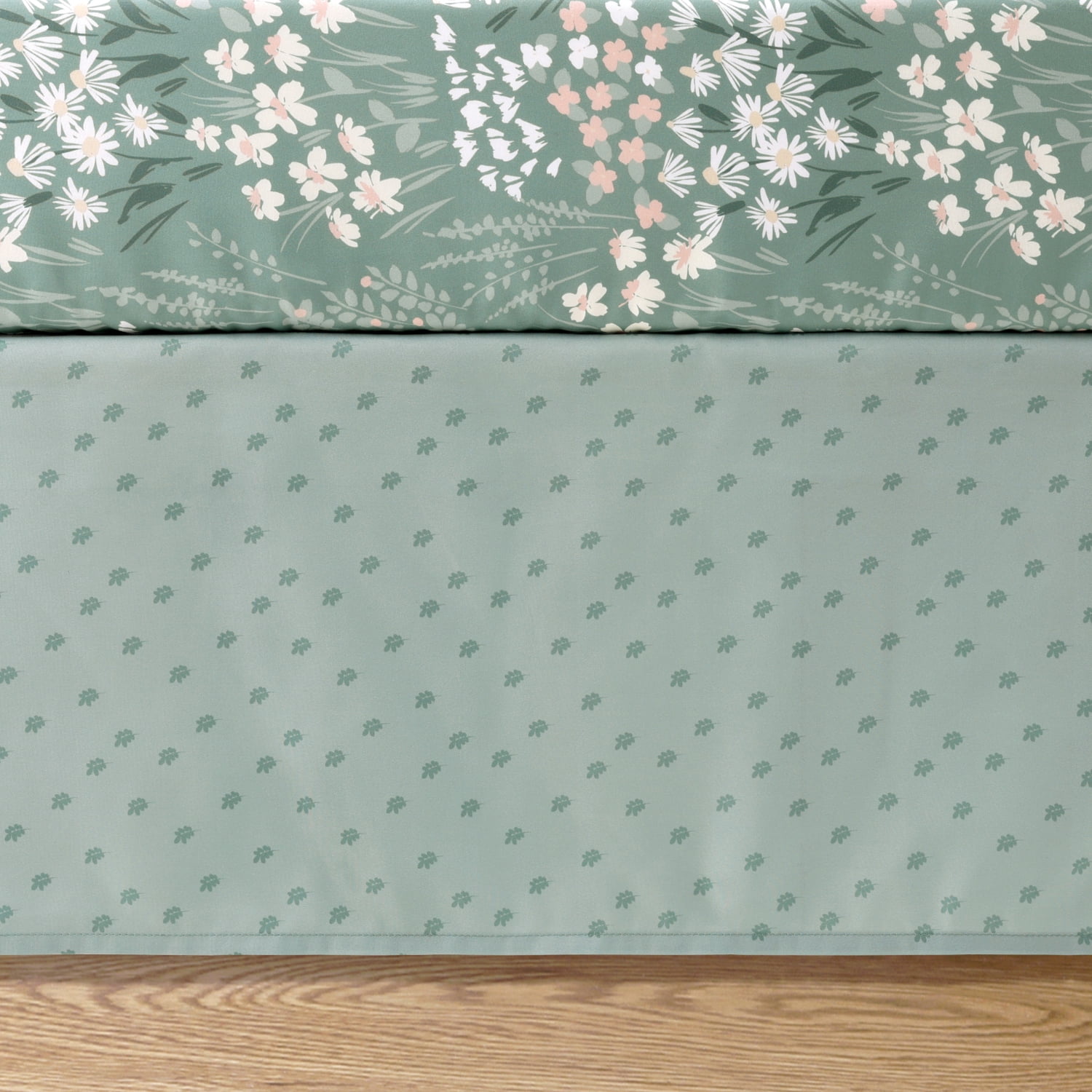 The Peanutshell Crib Bedding Set for Baby Girls, Sage Meadow, 3 Piece