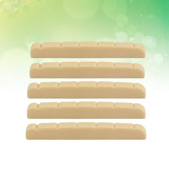 SHOWERORO 5Pcs Guitar Replacement Parts Beige Plastic Nut for Electric and Acoustic Guitars 4.2x0.6x0.3in