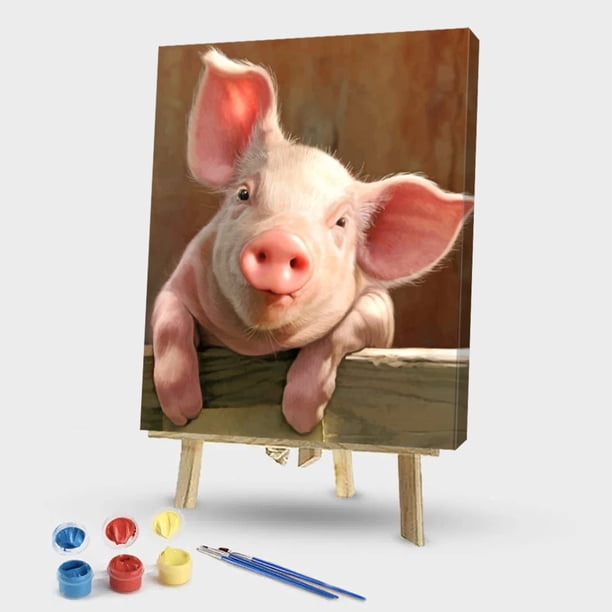 Cuadros Decorativos Pintura por números cuadro de pared de habitación de cerdo DIY pintado a mano artesanía para el hogar hecha a mano JShteea Nuevos Originales