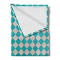 thumbnail image 2 of Geometrical Soft Flannel Fleece Blanket, Vintage Retro 50s 60s Inspired Kitchen Tiles in Diamond Shapes Print, Cozy Plush for Indoor and Outdoor Use, 70" x 90", Turquoise and Lilac, by Ambesonne, 2 of 5