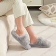 thumbnail image 6 of Women's Open Toe Fashion Double Strap Fuzzy Slippers,Soft and Cute Fluffy Faux Plush Indoor Outdoor Slip On Bedroom House Shoes/Gray, 6 of 8