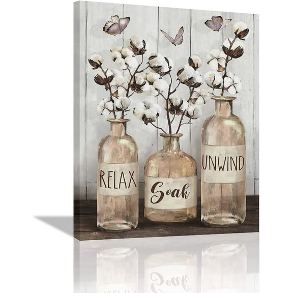 Sps ssion Rustic Cotton Brown Jar Relax Soak Unwind Signs 12" x 16" Framed Canvas Prints