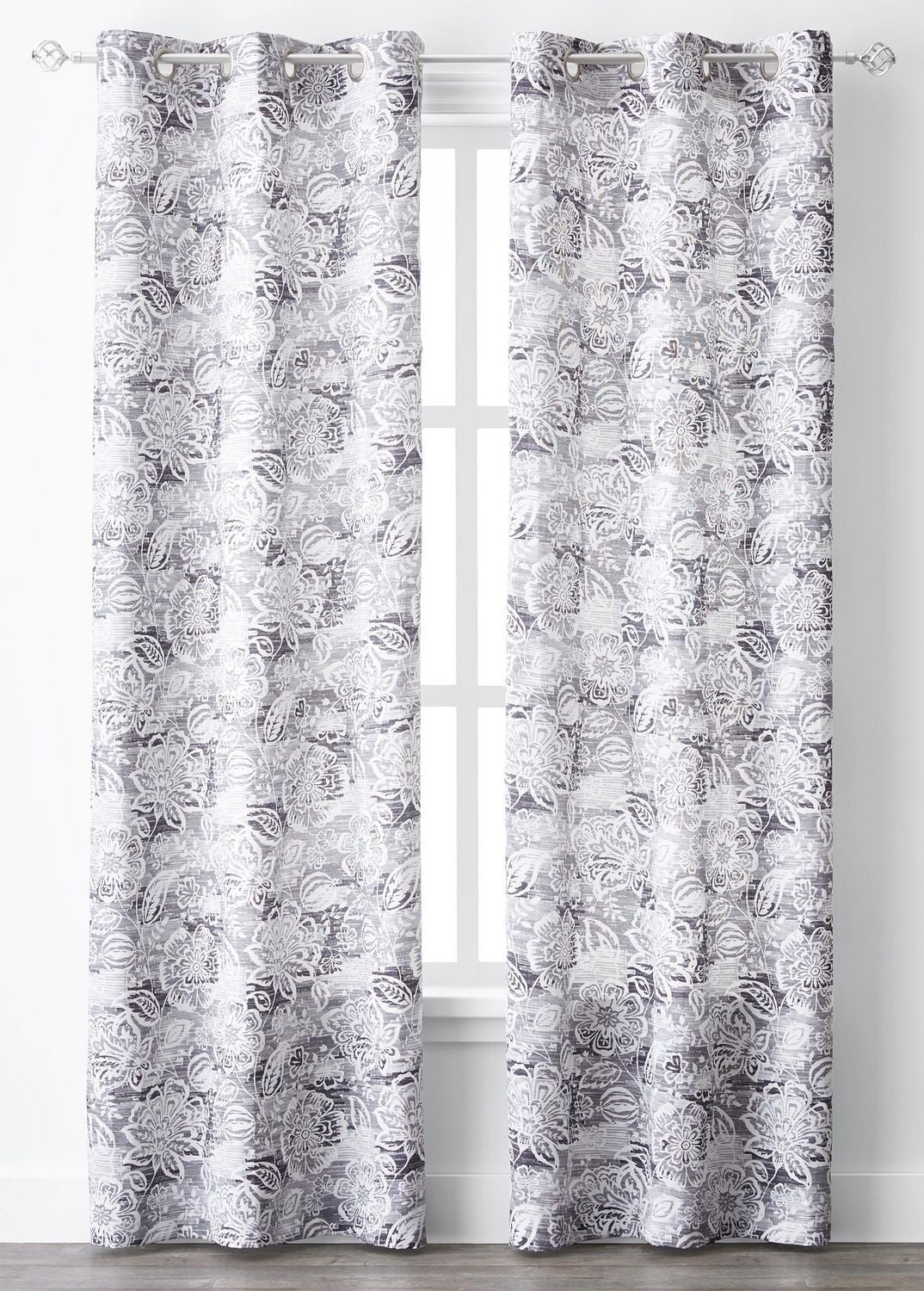 Mainstays Floral Jacobean Window Curtain Panel Pair