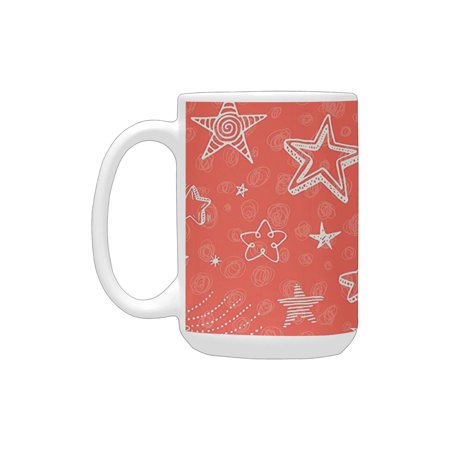 

House Decor Moon And Stars Theme Pattern Starry Night Shooting Stars Space Galaxy Kids Doodle Style Ceramic Mug (15 OZ) (Made In USA)
