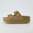 thumbnail image 5 of Cushionaire Plane Comfortable Platform Womens Sandals with Double Buckle Straps and Genuine Suede Cushioned Footbed, Wide Widths Available, 5 of 11