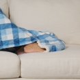 thumbnail image 2 of ClimateRight by Cuddl Duds Oversized Throw With A Cozy Sherpa Pocket For Your Feet, Cream Blue Buffalo Plaid, 2 of 6