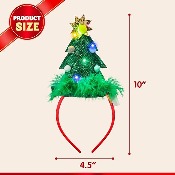 Joyfy 2 Pcs Lighted Christmas Headbands with LED Lights in  display picture 1