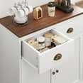 thumbnail image 5 of Kojooin Farmhouse Buffet Cabinet with Storage,Kitchen Sideboard with 2 Doors and 2 Drawers,Wooden Coffee Bar Cabinet with Shelves,White, 5 of 6