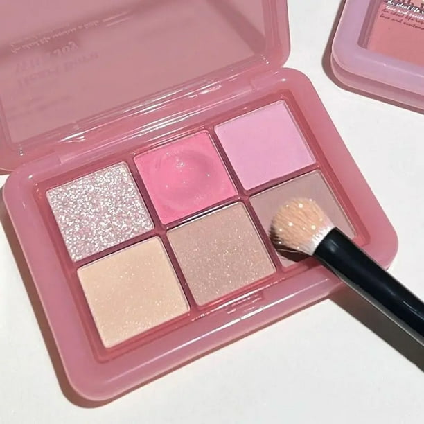 Paleta de sombras de ojos con purpurina transparente y rosa, mate, naranja, marrón, brillante, paleta de maquillaje de 4 colores para niñas, cosmética duradera