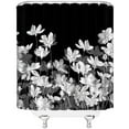thumbnail image 3 of Black and White Flowers Shower Curtain Vintage Rustic Blooming Floral Herbs Abstract Petals Spring Plant Line Shadow Fabric Bathroom Decor Set with Hooks(36" WX70 H), 3 of 3