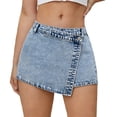 thumbnail image 2 of CPNG Girls Denim Culottes Washed Diagonal Button Design Elastic High Waist Summer Fashion Casual Loose Short Skirts(Light Blue,14-15 Years), 2 of 9