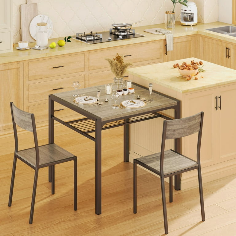 AIHO 3pc Apartment Dinette, Space-Saving Wooden Dining Set