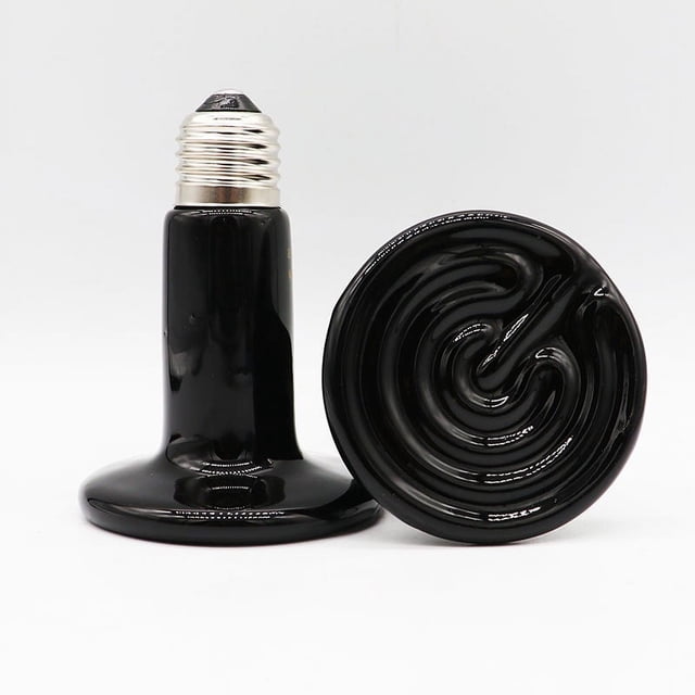 Bombilla de calor para reptiles de 150 W, paquete de 2 lámparas con emisor de calor de cerámica, luz calefactora para lagarto, tortuga, serpiente, mascota, gallinero, criadora, sin luz, sin