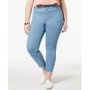 Hue Womens Plus Size Step Hem Original Denim Leggings Light Wash 2X
