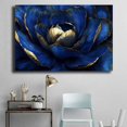 thumbnail image 4 of Mudket Canvas Print Framed Ready to Hang, Royal Blue Peony Gold Trim Canvas Wall Art, Vintage Floral Wall Decor Artwork for Living Room Entryway Bedroom Office, Dark Bloom Prints - 12"L x 8"W, 4 of 10