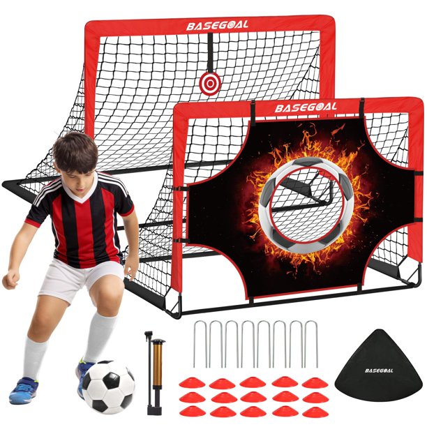 Arcos de fútbol BaseGoal 122 x 91 cm portátiles, set infantil de 2
