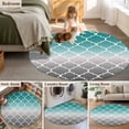 thumbnail image 6 of Teal Grey Ombre Morocco Pattern Large Area Rugs for Bedroom Living Room, Soft Non Slip Carpet Bedside Rug, Modern Moroccan Geometric Round Floor Cover Kitchen Accent Rug 8' for Dining Room/Office, 6 of 9