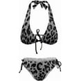 thumbnail image 4 of SKQIT Women's Leopard Print Bikini Halter V Neck Bikini Tie Side 2 Piece Bathing Suit Sexy Swimsuit Swimwear, 4 of 6