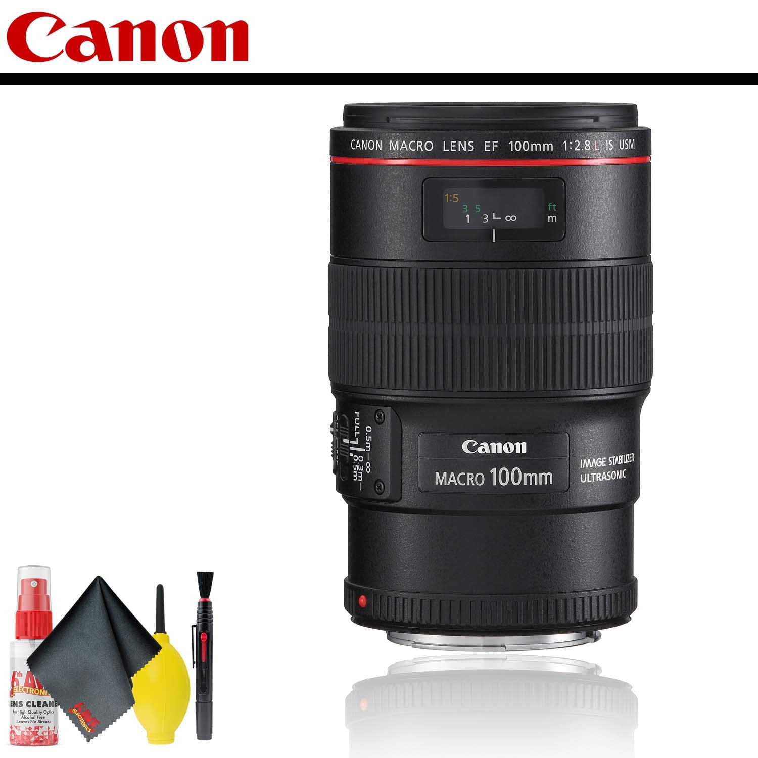 Canon EF 100mm f/2.8L Macro IS USM Lens With Cleaning Kit Canon EF 100mm f/2.8L Macro IS USM Lens With Cleaning Kit