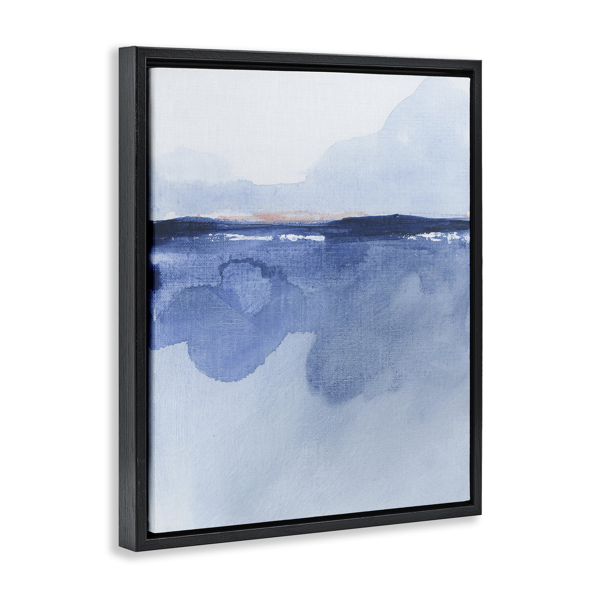 Stupell Industries Abstract Fluid Landscape Abstract Painting Black Floater Framed Canvas Art Print Wall Art, 17 x 21